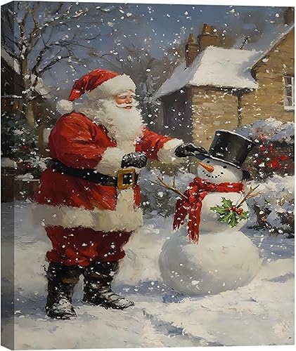 Miniatura 26 de FLZYKGPA Impresiones artísticas retro de Navidad de 12 x 18 pulgadas, lienzo navideño de Papá Noel, póster de Navidad de granja de invierno, Imagen