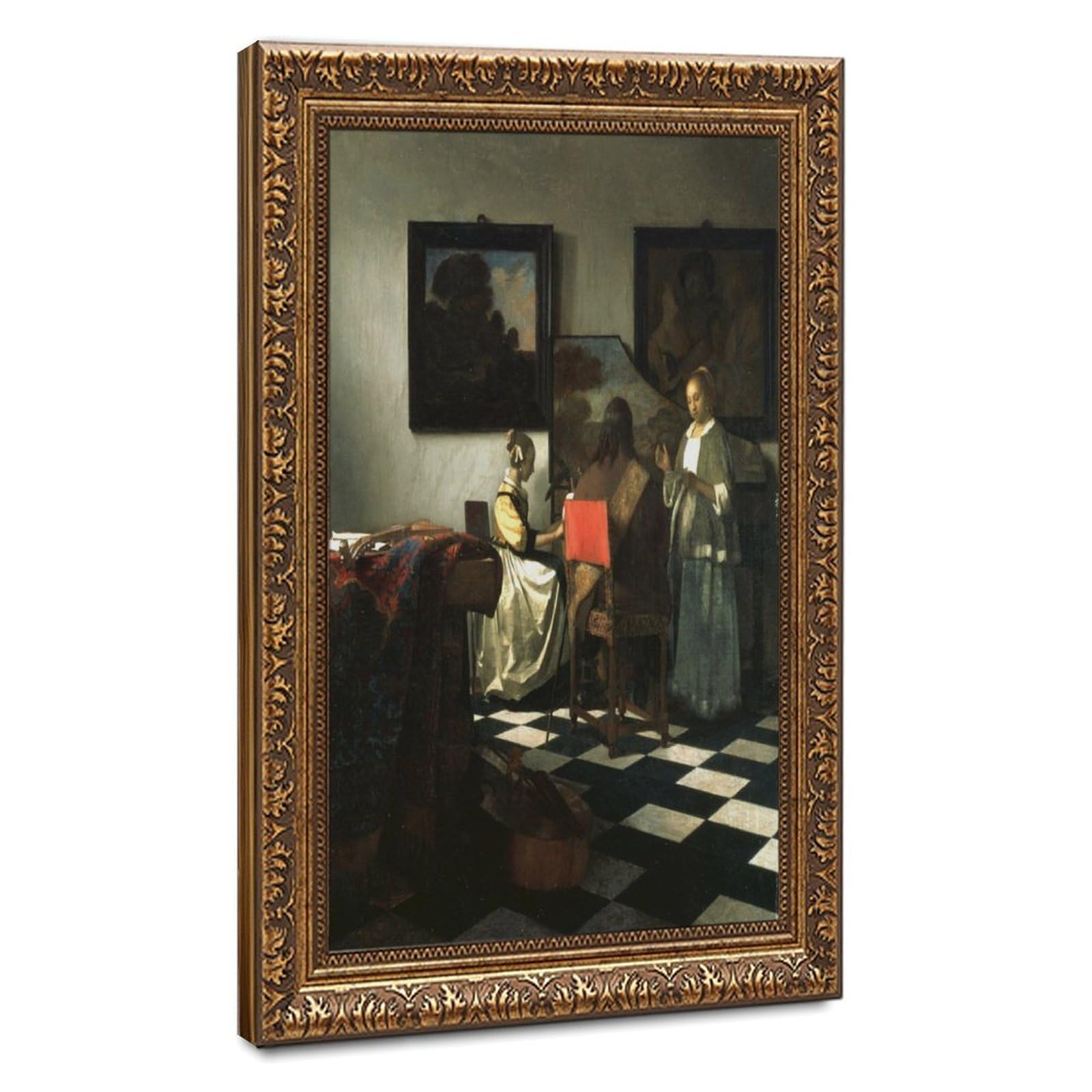 WCYB The Concert by Johannes Vermeer Poster stampe su tela Deco Dipinti Wall Art Hangable Frame 61 cm L x 91,4 cm W