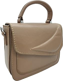 AYSLE 1586 Women's Genuine Leather Top Handle Bag – Elegant Small Shoulder & Crossbody Purse with Strap – Modern Design Handbag – 14x20x8 cm