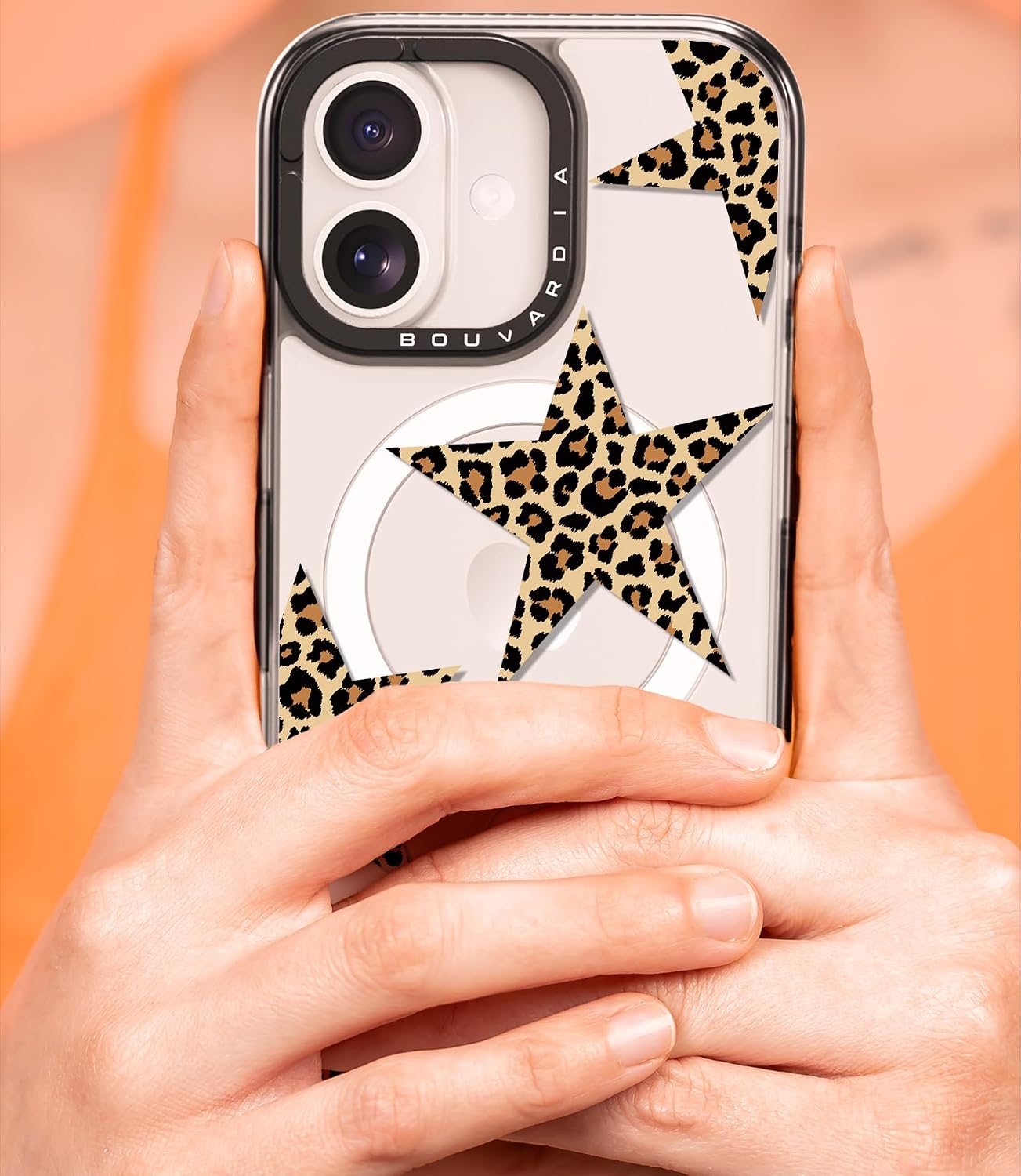 Bouvardia for iPhone 17 Case, Compatible with Magsafe, Cute Girly Design for Women, Shockproof & Aesthetic, Cheetah Leopard Stars