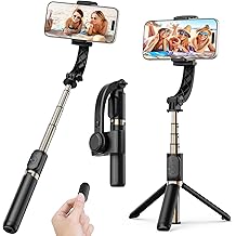 Smartphone Gimbal Stabilizer, 1-Axis Auto Balance &amp; 360&deg; Rotation, Extendable Aluminum Selfie Stick Tripod with Remote Control for iPhone &amp; Android,Travel, Vlogging, TikTok, YouTube