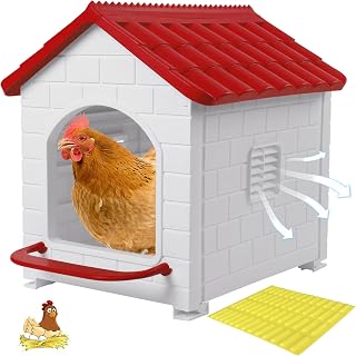 DebluePetSupplies Weatherproof Plastic Chicken Nesting Box - Single Compartment for Hens, Ducks & Poultry Egg Laying, Red