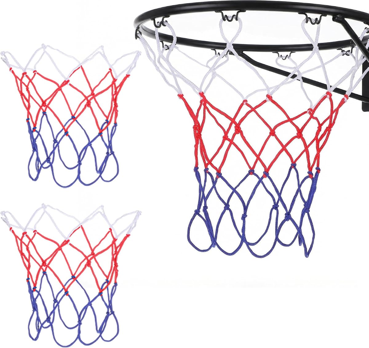 2 Pack Mini Basketball Nets Replacement | 8 Loops Basketball Hoop Net for Indoor and Outdoor Small Rim