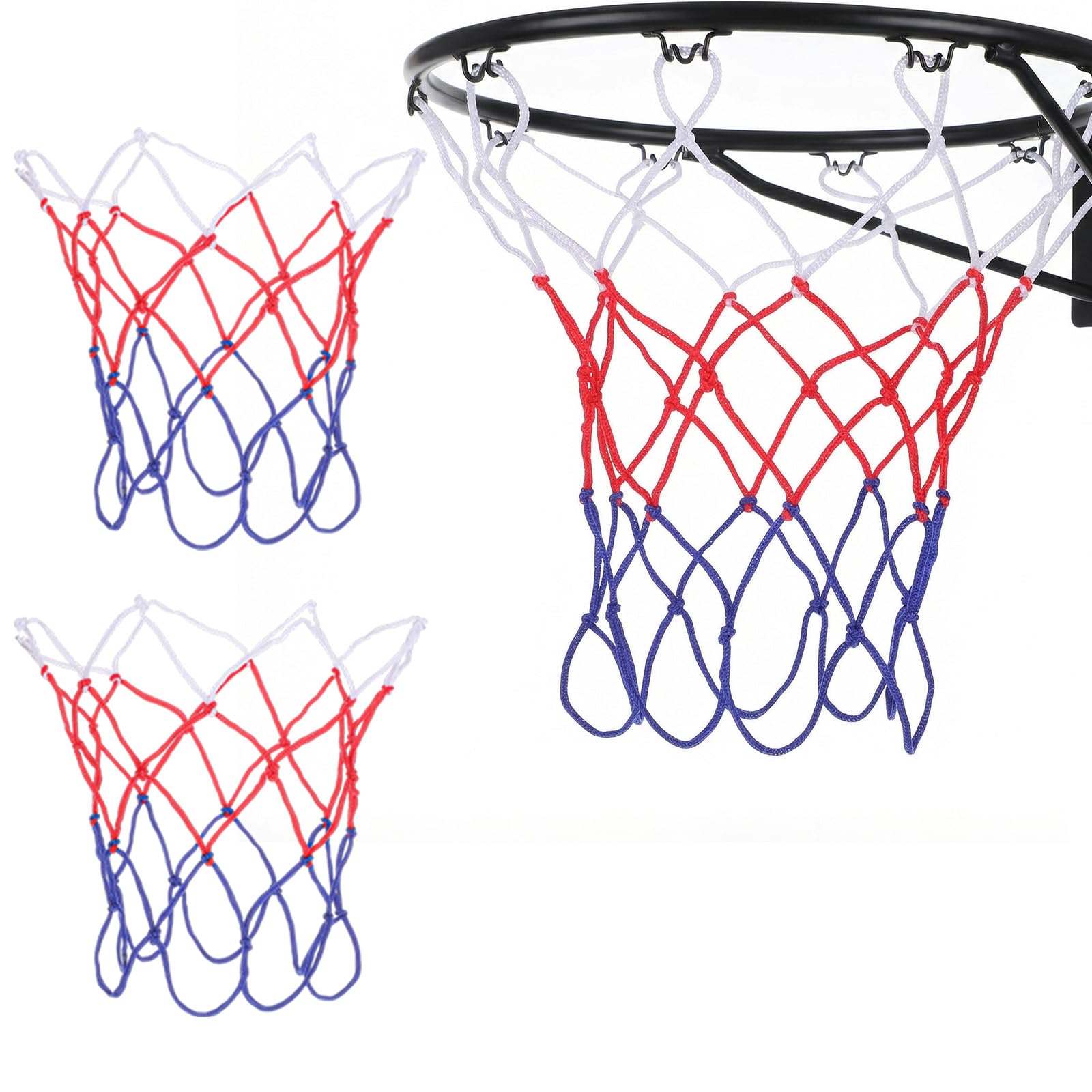 Matwsec Lot de 2 filets de basketball pour panier de basket - 8 passants - Pour montage en intérieur et en extérieur - Convient par tous les temps - 2