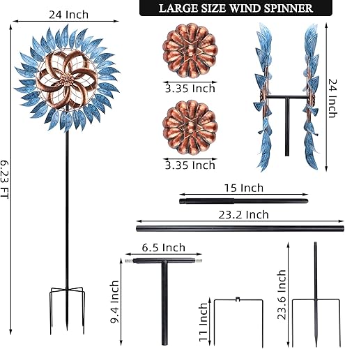 Miniatura 2 de WONDER GARDEN Molino de viento – Molino de viento grande de 6.2 pies para decoración de patio, césped y jardín, para exteriores