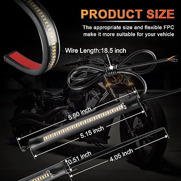 LivTee Motorcycle Turn Signals, Dual-Color White & Amber Fork Switchback LED Turn Signal, Motorcycle Blinkers with DRL, Waterproof Adjustable Light Bar for Motorbike, Ebike, Dirt Bike(2PCS)
