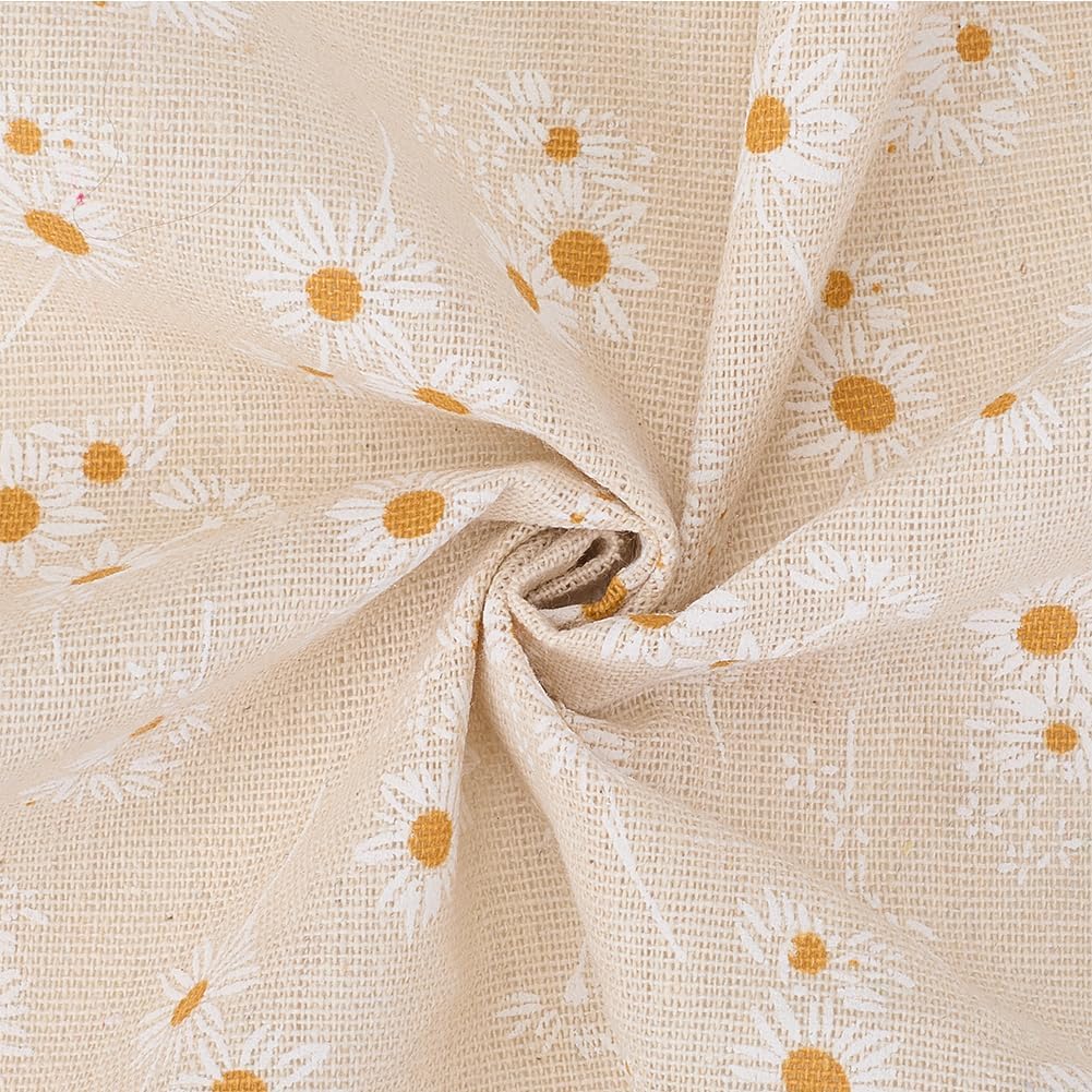 1 Yard 63 Inch Flower Cotton Fabric Bundles Linen Blend Soft White Floral Pattern Embroideried Cloth By The Yard for Sewing Making Clothing Accessories Diy Quilting Beginners Crafts Supplies