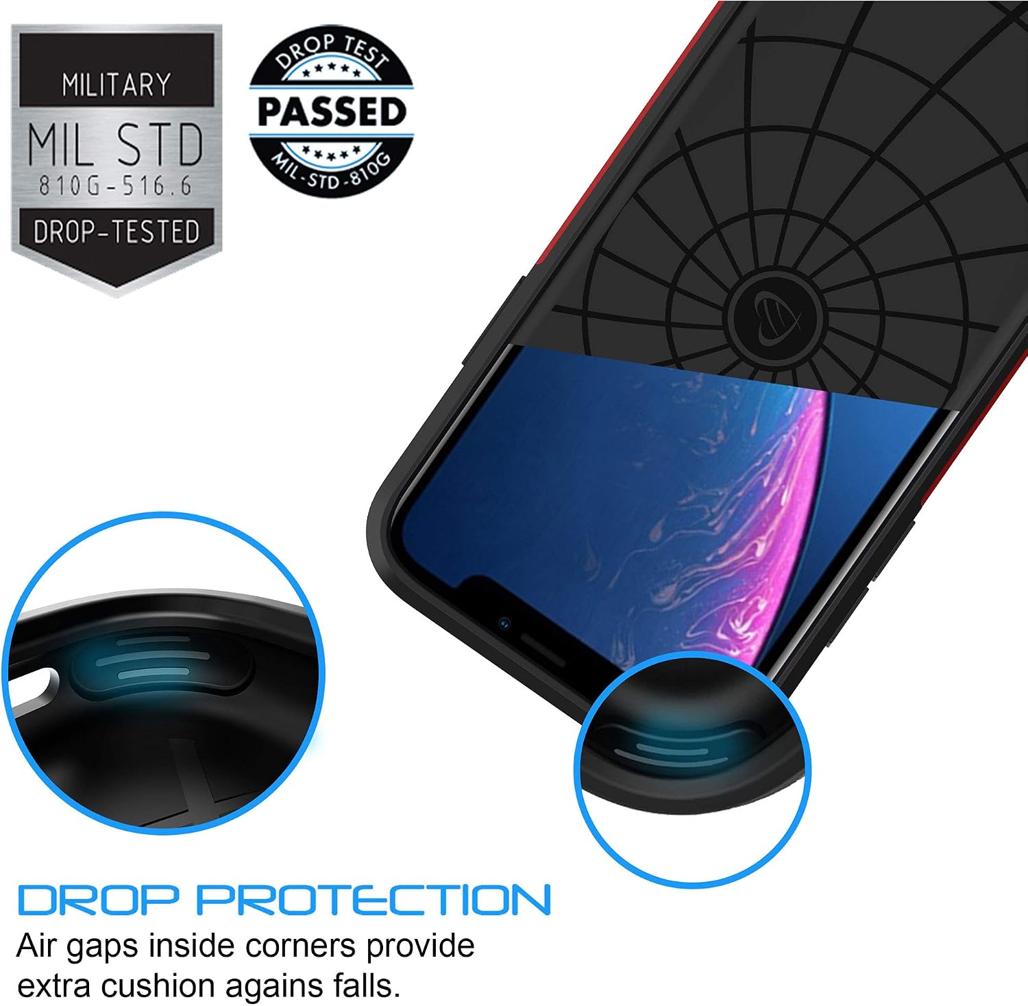 LUVVITT Ultra Armor Case Designed for iPhone 11 Pro Max 6.5 2019 with Removable Metal Plate for Magnetic Holder (car Phone Mount Cradle is not Included) for iPhone XI 11 Pro Max - Red image 3
