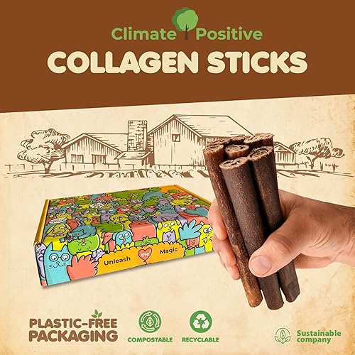 Miniatura 2 de Makondo Pets Palitos de colágeno masticables 100% naturales de carne de res para perros, golosinas prémium de 6 pulgadas para entrenar cachorros y