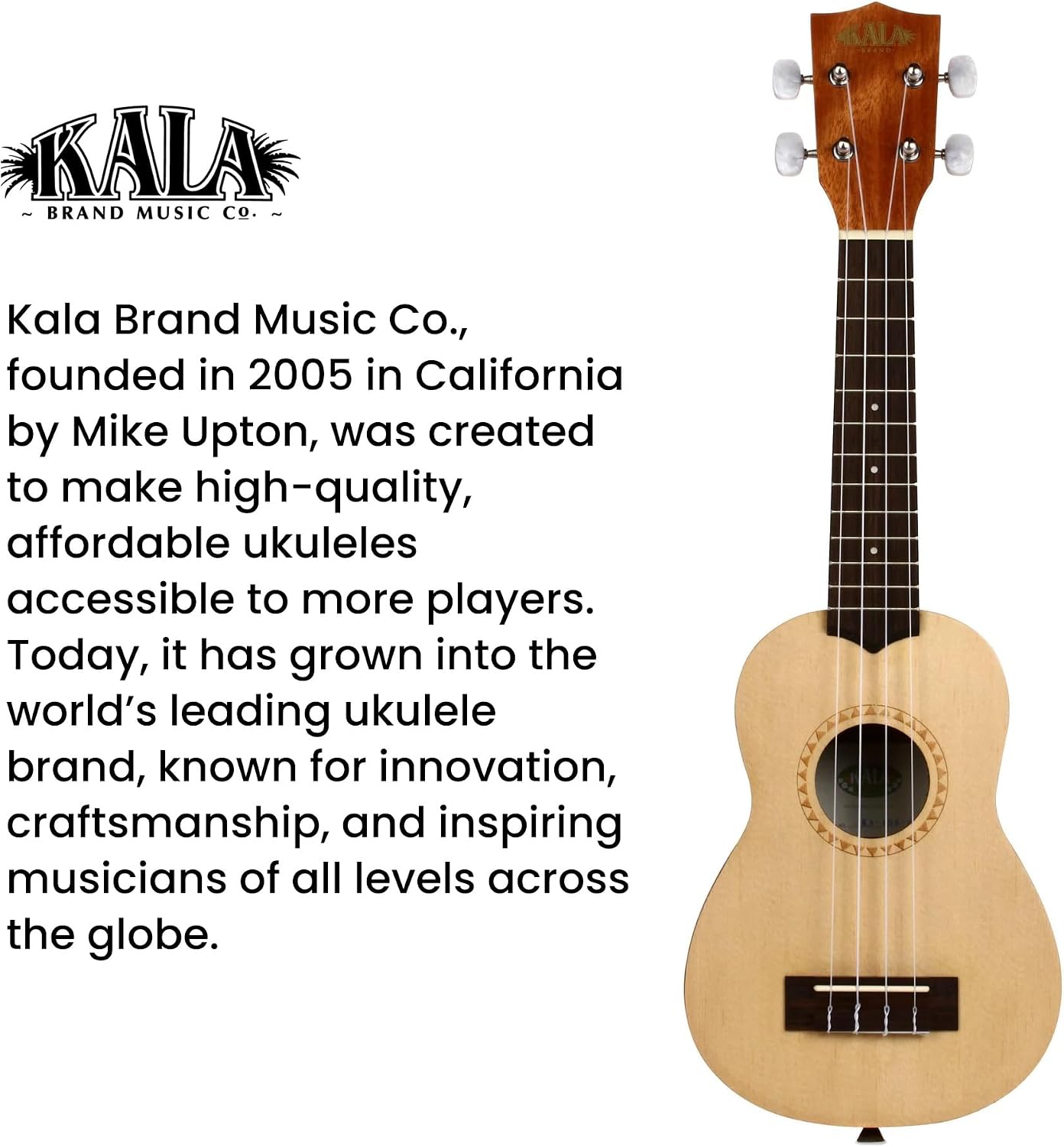 Kala KA-15S-S Satin Spruce Soprano Ukulele Bundle with Hard Case, Tuner, Strap, Strings, Austin Bazaar Instructional DVD, and Polishing Cloth