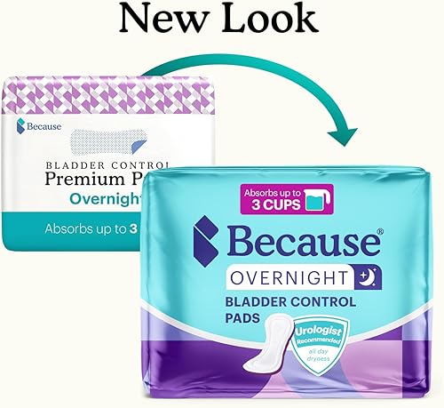Miniatura 2 de Because Almohadillas de incontinencia prémium para mujer, forro discreto, envueltos individualmente, absorción durante la noche, 120 unidades (6