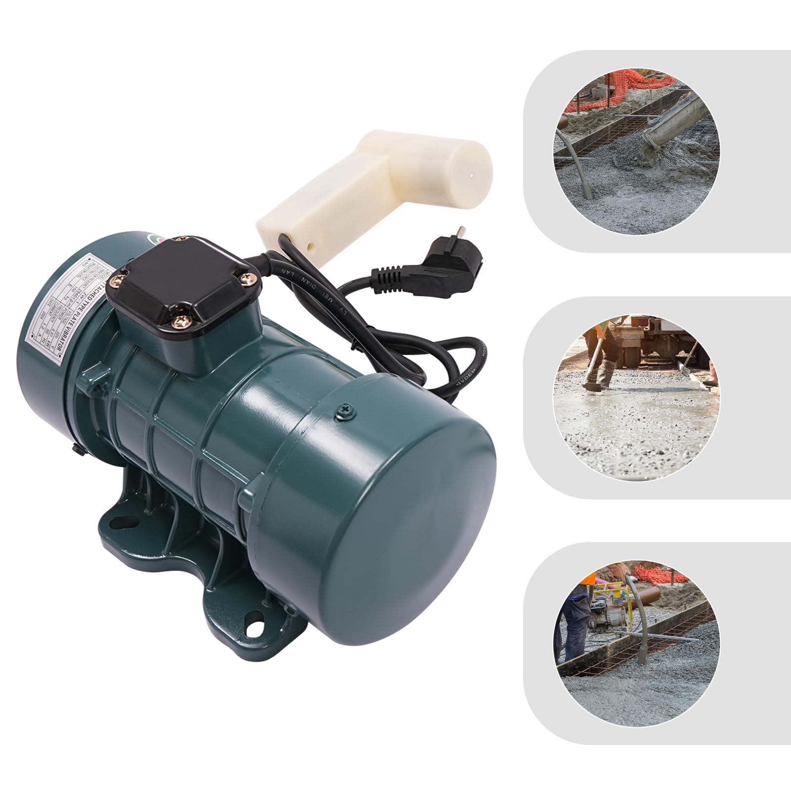 Moteur vibrant pour béton 370 W, 220 V, moteur vibrant intensif, moteur vibrant 2840 tr/min, silencieux avec interrupteur capacitif, pour exploitation minière, métallurgie, charbon, électricité