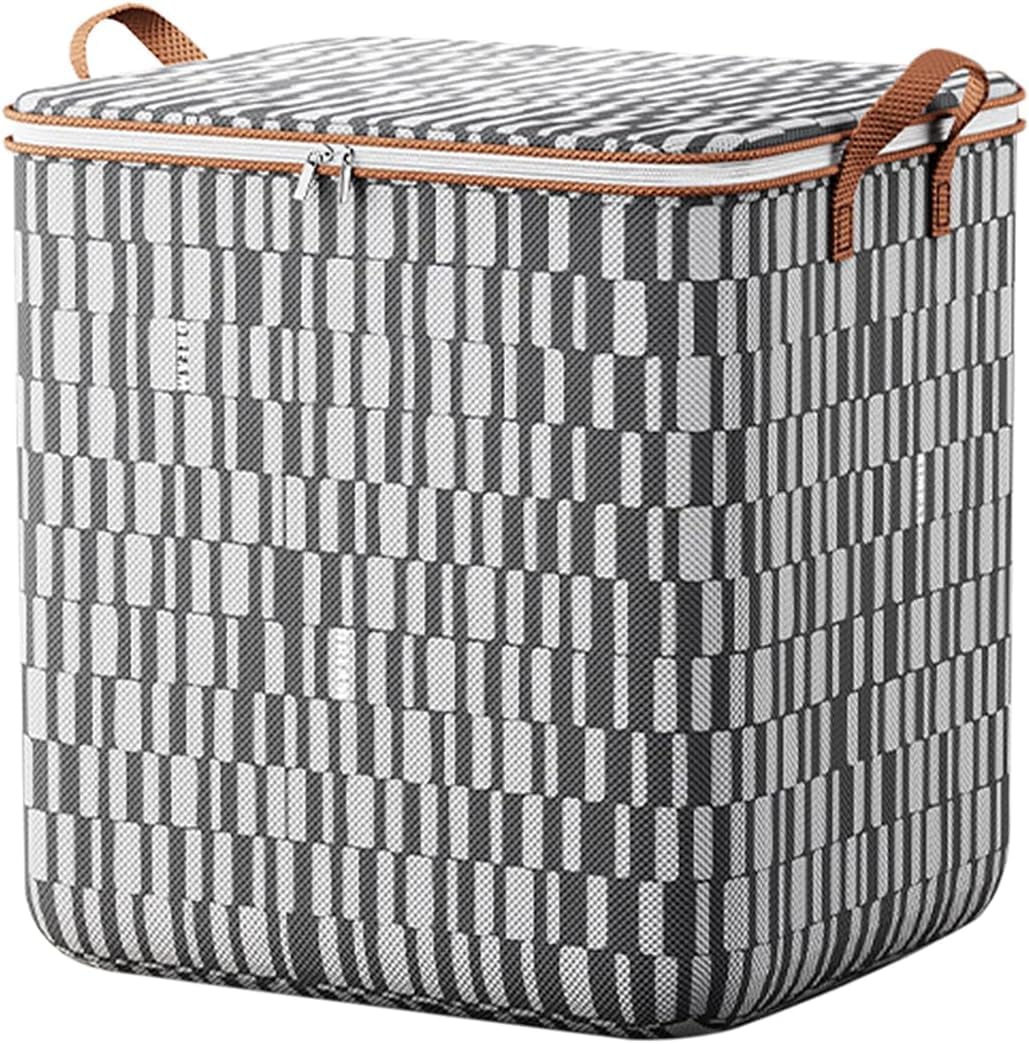 ZEHOYIC Foldable Clothes Storage Moving Boxes, 100L/140L/180L Large Storage Bag, Storage Box with Lid and Zipper for Clothes, Duvets, Bedding (100L, Pack of 2)
