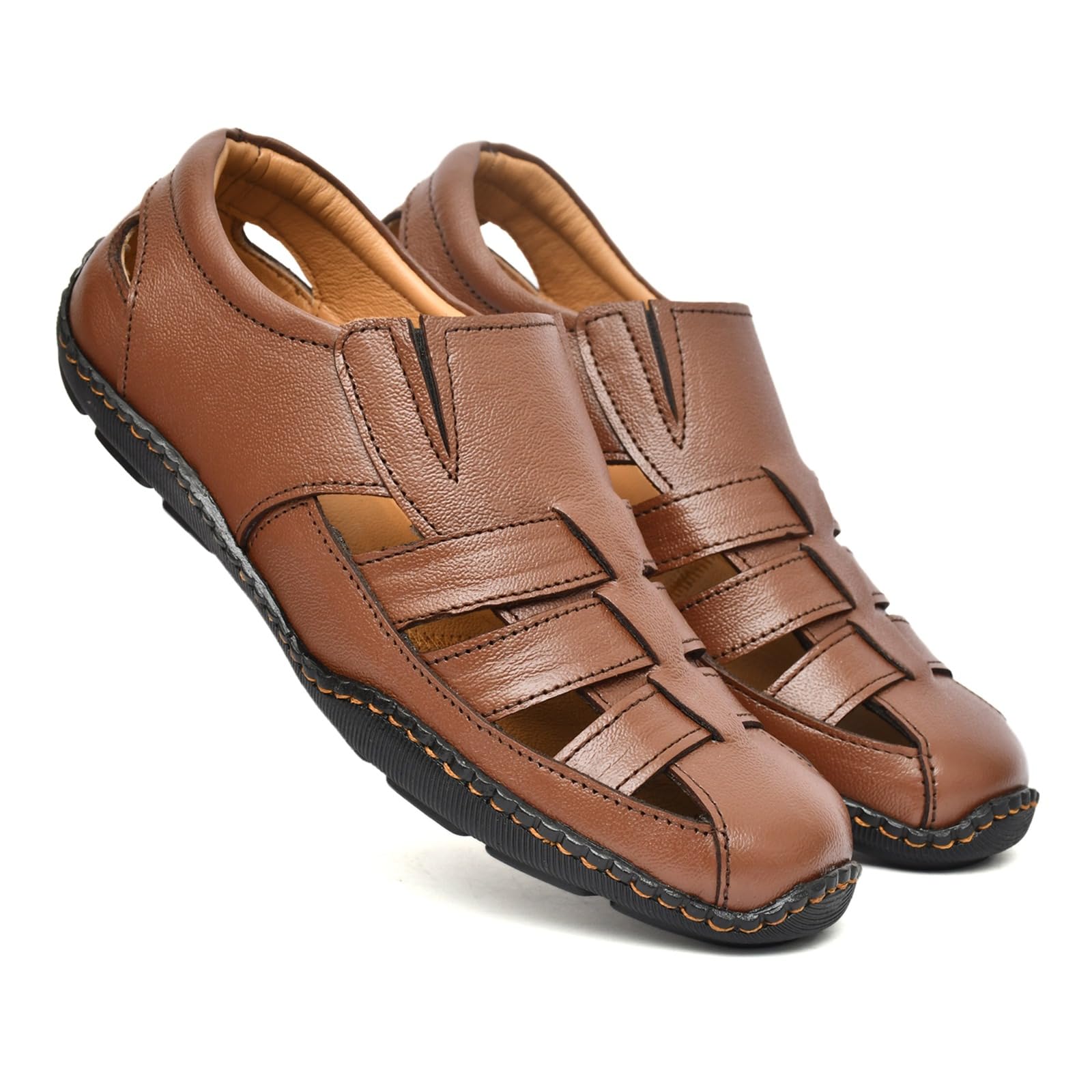 MARKRANGE Mens Brown Leather Comfortable Sandals for Men 10 (UK/INDIA) (B0DDH81RT7) Amazon Price History, Amazon Price Tracker
