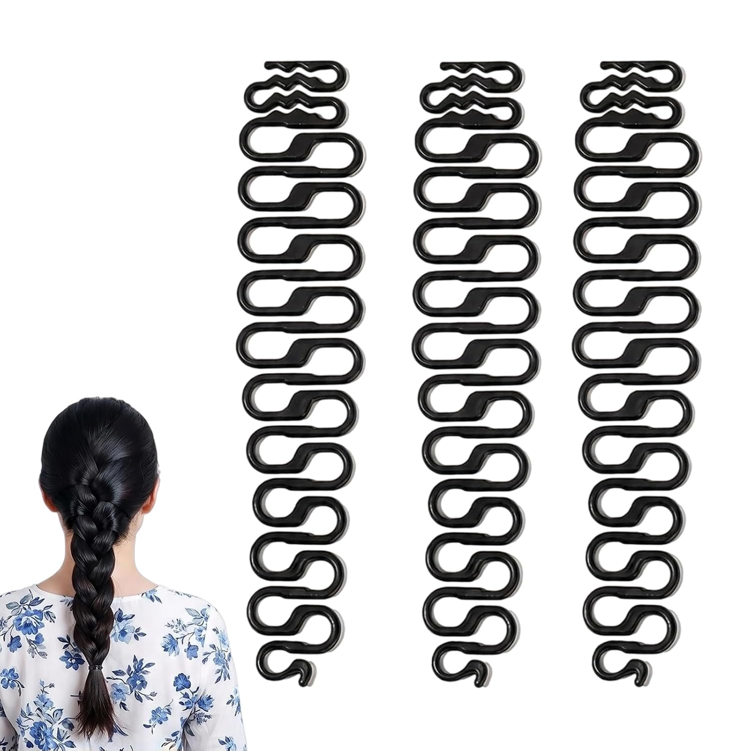 3Pcs French Plait Hair Braiding Tool French Hair Styling Clip Hair Braiding Tool Hair Styling Tool for DIY Hair Accessories(Black)