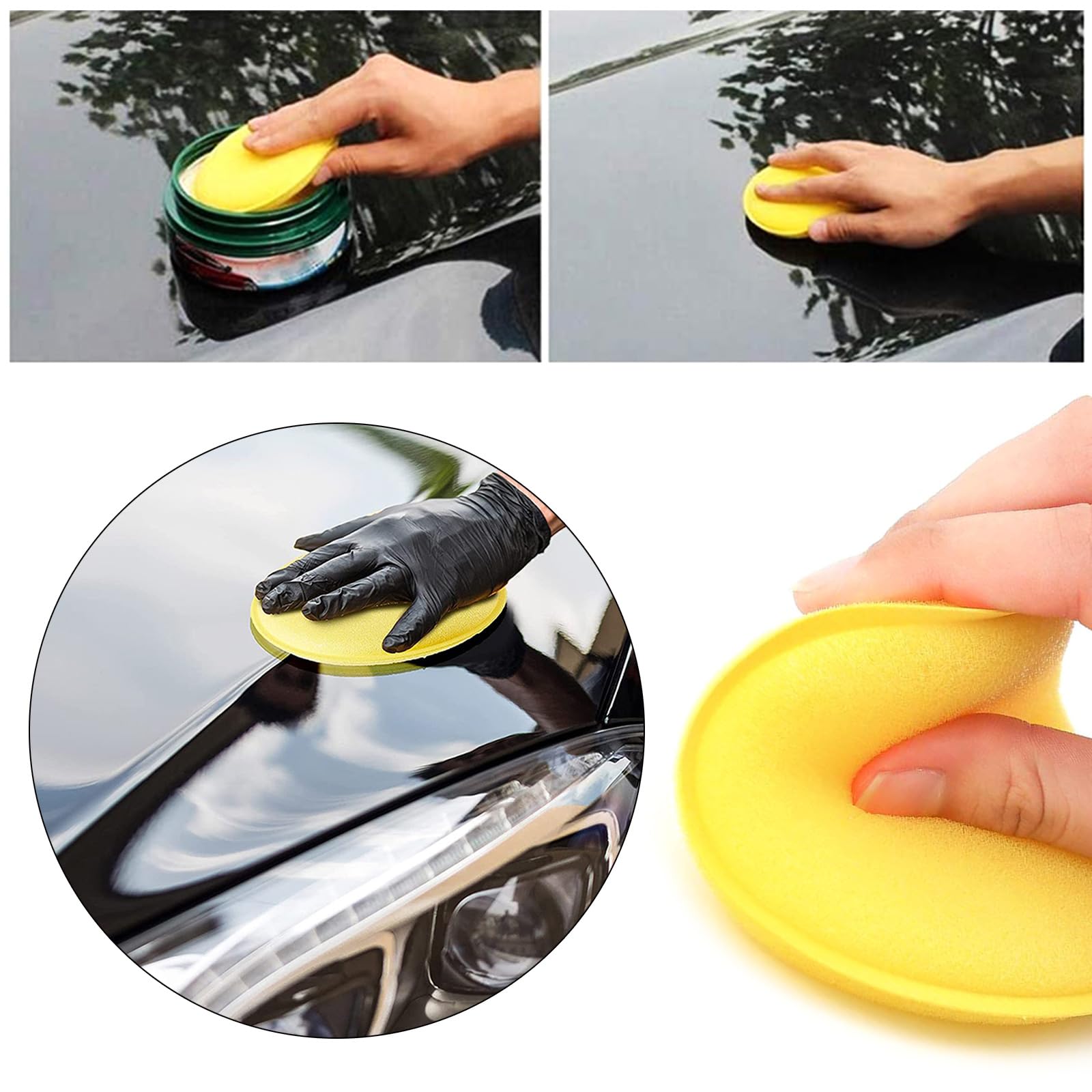20Pcs Car Round Waxing Polish Wax Foam Sponge Applicator Pads 10cm Sponge Clean Washer Washing Tool Car Clean Wax Foam Sponge