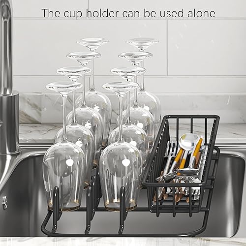 Miniatura 4 de Escurridor de platos grande de 20.5 pulgadas de profundidad x 16.1 pulgadas de ancho, estante de platos extensible de metal, multifuncional para