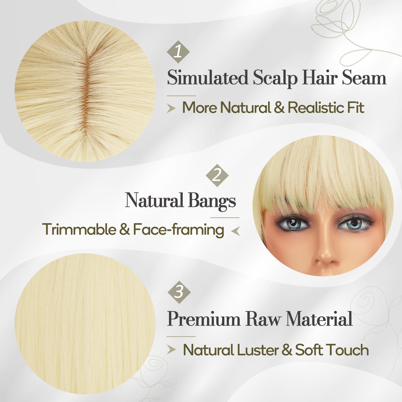 BARSDAR Kurze Blond Bob Perücke, Kurze Platinblond Bob Perücke mit Pony für Damen 30cm Kinnlang Natürlich Aussehend Weich Synthetische Haar Replacement Perücken Halloween Party Bobs Perücken