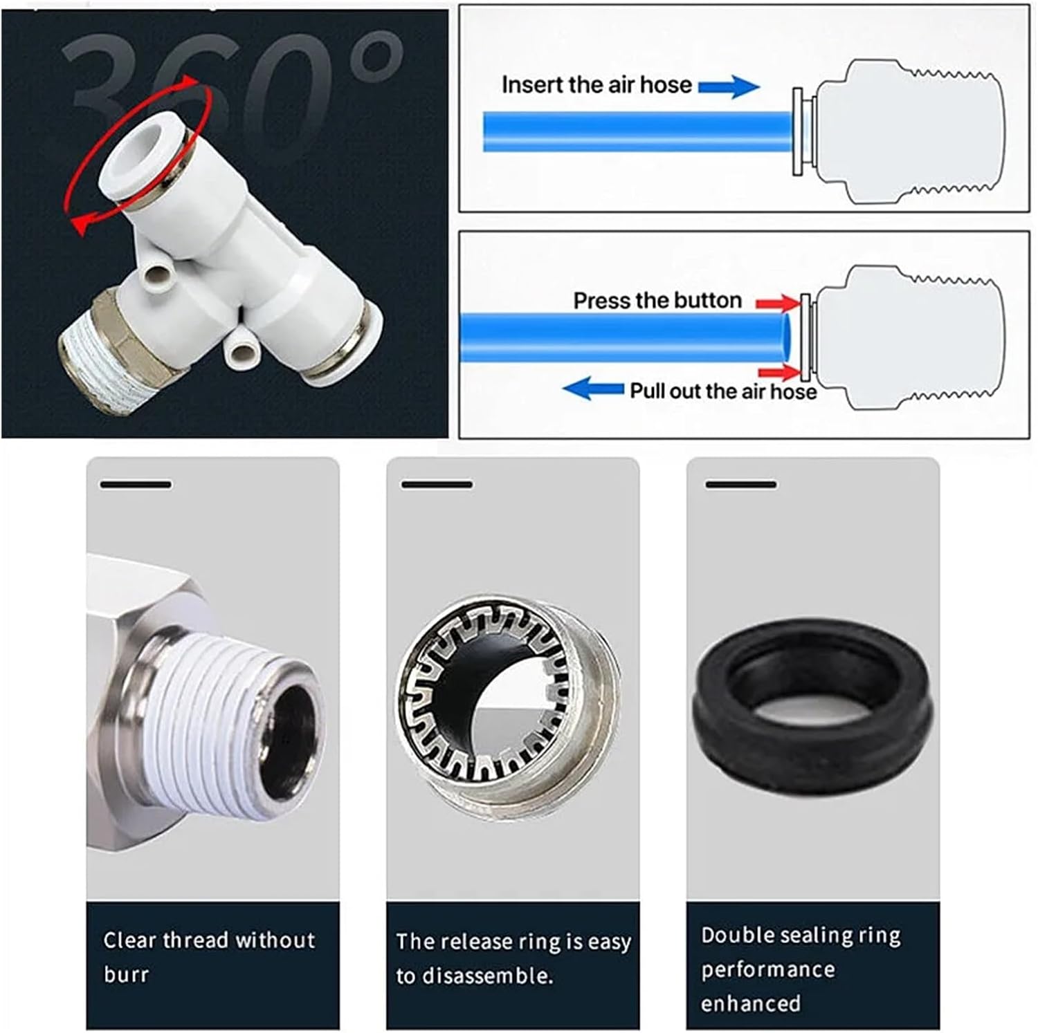 Pneumatic Connector White Plastic Hose Fitting Male Thread PC/PCF/PB/PL/PX/SL Air Pipe Quick Fittings 12/10/8/6/4mm 1/4 1/2 1/8"(4-m5 (4mm-M5),PB)
