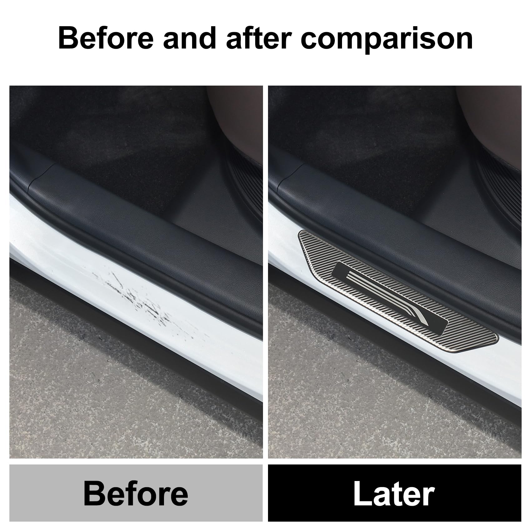 Hugeek 4PCS Door Sill Protector Compatible with Lexus 2023-2025 RX RX350/RX350h/RX500h F Sport Accessories Carbon Fiber Texture Stainless Steel Material Auto Door Entry Guards