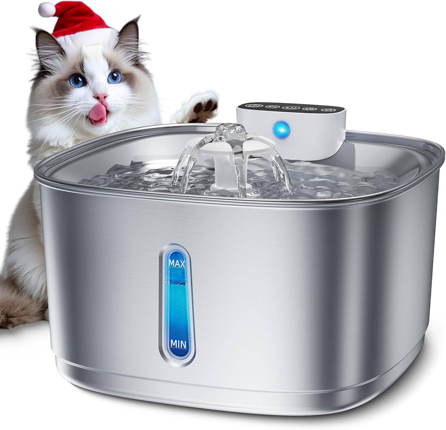 View of 3 Drinking Modes Quiet Pump Wireless Cat Water Fountain - Cordless ...