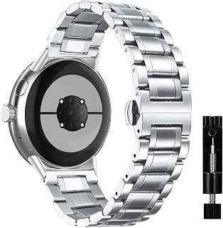 Armband Kompatibel mit Google Pixel Watch 4 45 mm / 3, Ersatzbänd Edelstahl Metall Armband Uhrenarmband Wasserdicht Verschleißfest Band für Google Pixel Watch 3 45 mm / 4, Silber
