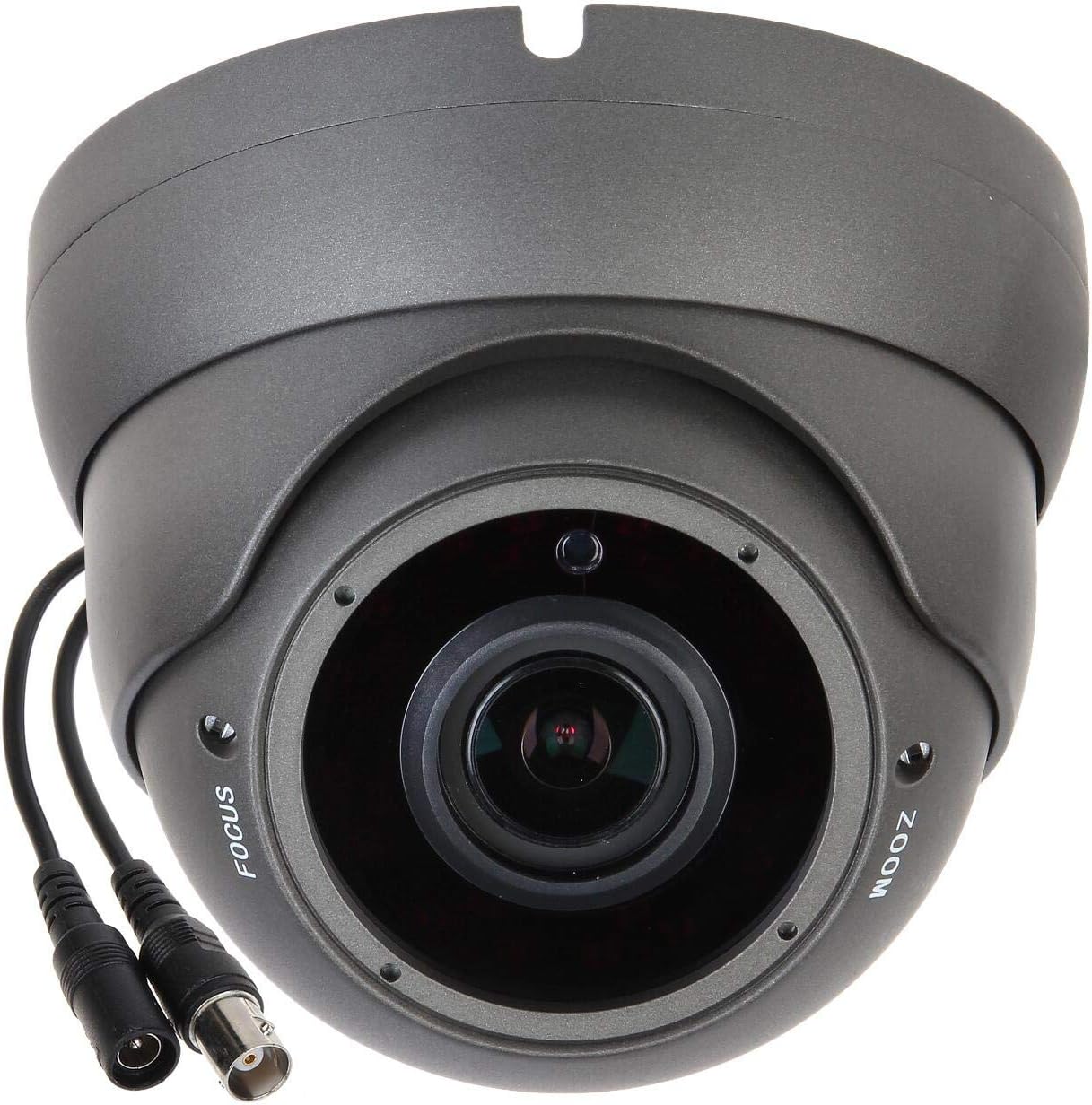 Sinis Hybrid 5MP(Default Output TVI 4MP) 1080P HD-TVI/CVI/AHD/960H CCTV Surveillance Security Camera Day Night Vision Outdoor/Indoor 2.8-12mm Varifocal Lens Mental 4pcs Array LEDs Grey Big Eyeball