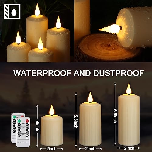 Miniatura 3 de Velas recargables parpadeantes sin llama, color marfil, funciona con pilas, velas LED con control remoto y temporizador, juego de 9 velas clásicas