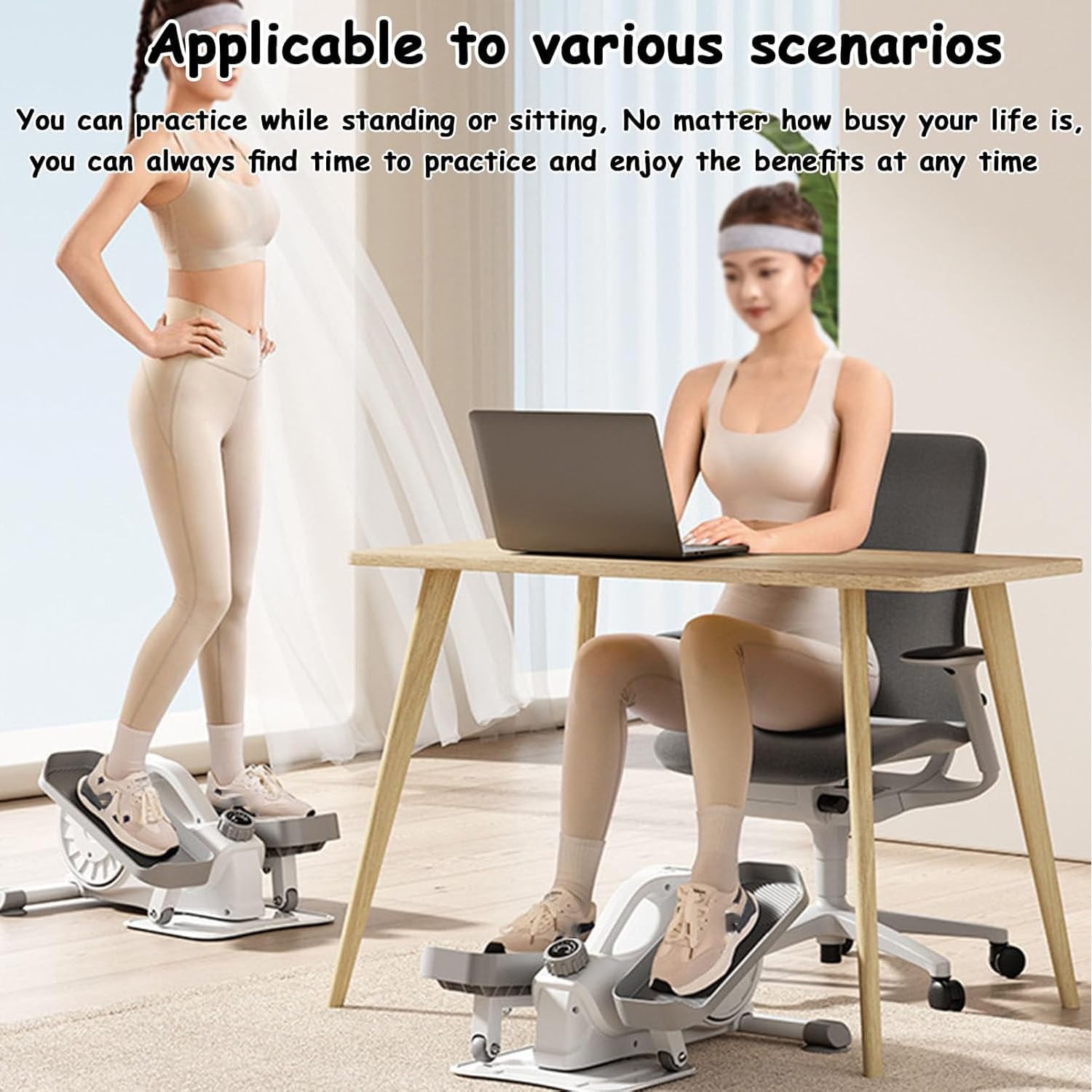 Cross Trainer Ellittico per Casa,Stepper per Esercizi Fitness,con Resistenza Regolabile E Monitor LCD,Ellittica Silenziosa Antiscivolo Adatta,per Palestra Ufficio Casa