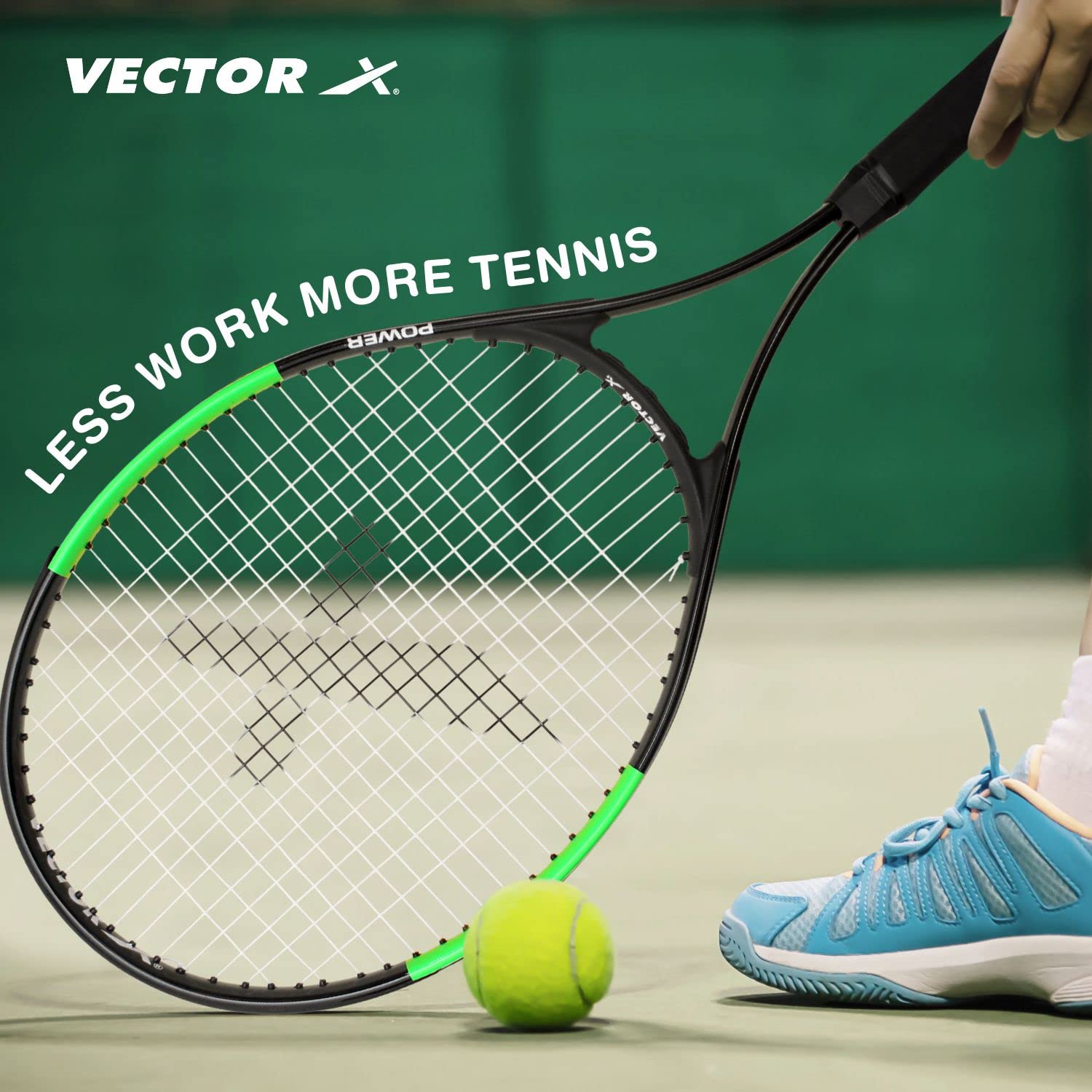 Vector X VXT-520-1 Strung Tennis Racquet | For Men and Boys | Material: Aluminum | Super Lightweight | Beginners to Intermediate Level