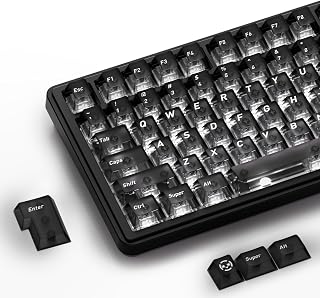 HITIME XVX Clear Black Keycaps 119-Key Set, Cherry Profile, RGB Shine-Through for Mechanical Keyboards