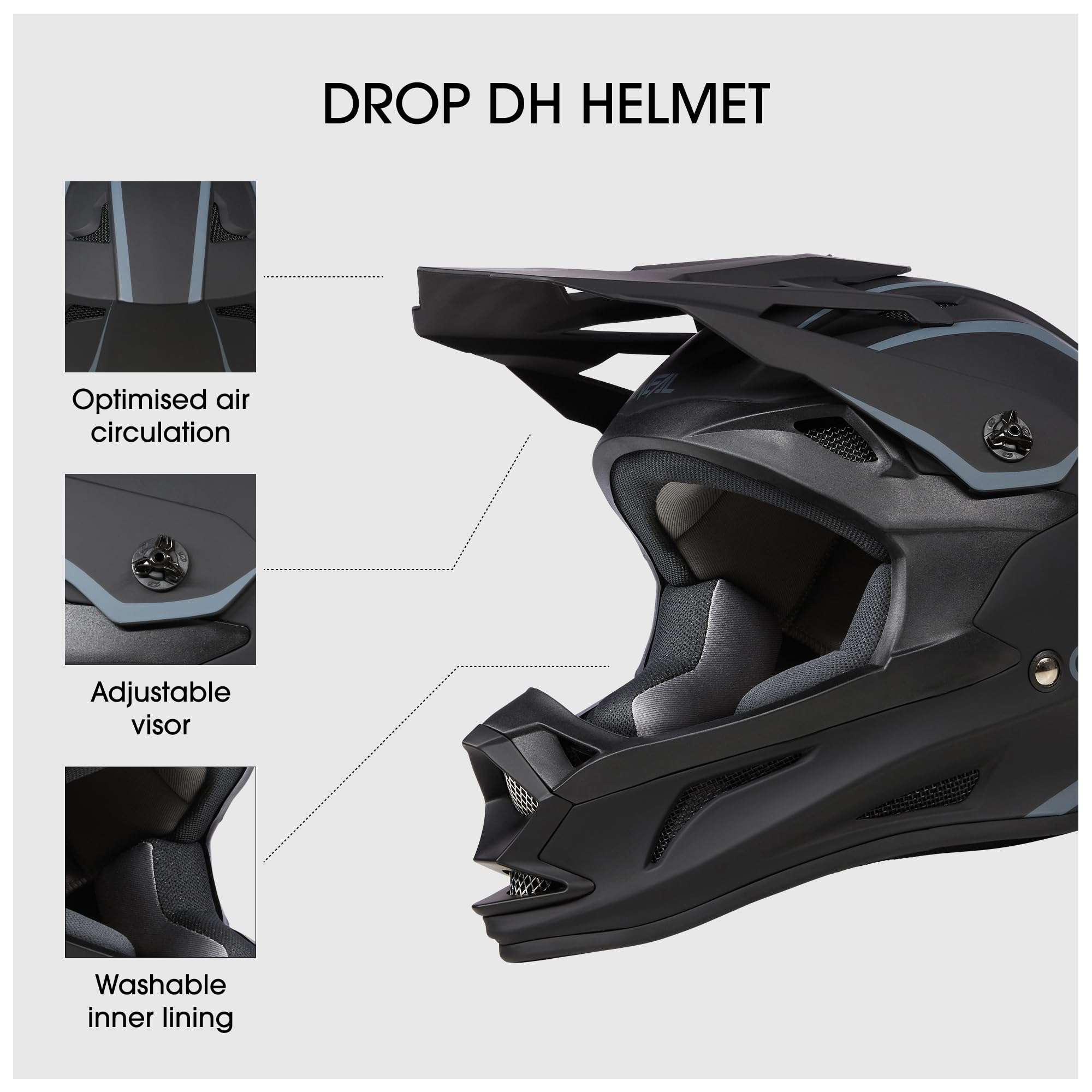 O'NEAL | Casco MTB Downhill | Standard di sicurezza EN1078, aperture di ventilazione per il raffreddamento, calotta esterna in ABS | Casco DROP DH | Adulto