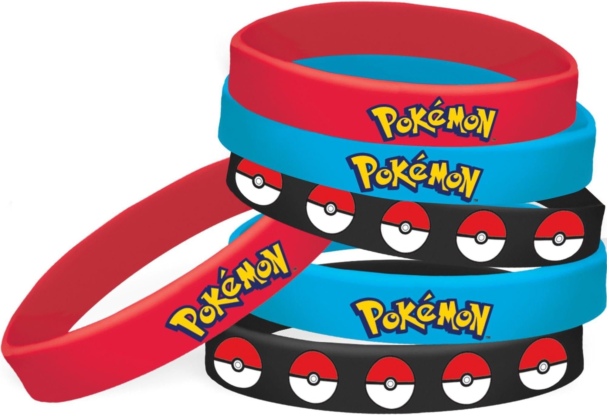 Amscan398750 Pokemon Rubber Elastic Bracelets, 6ct, Multicolor