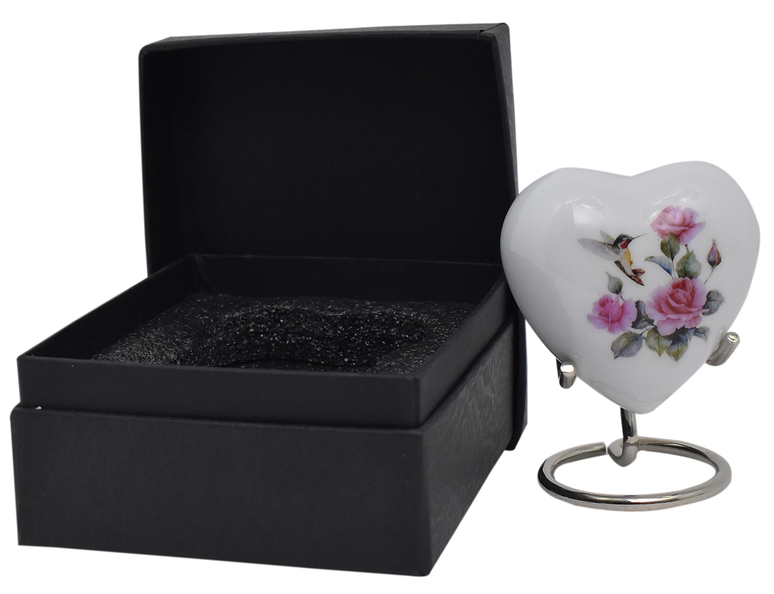 Bold & Divine Hummingbird Heart Urn - Mini Keepsake Urn with Stand & Premium Box - Perfect for Adults & Infants