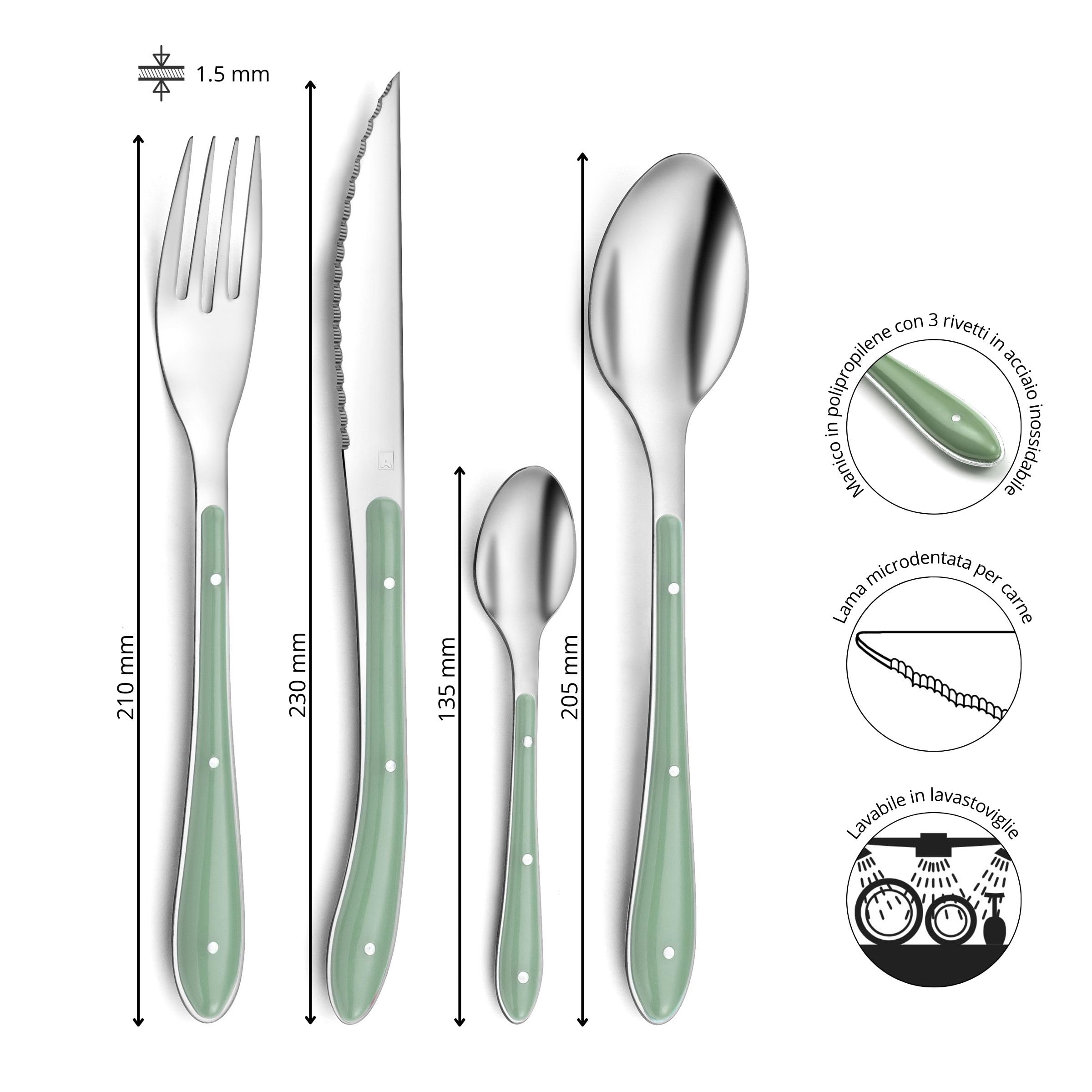 Servizio Posate 24 Pezzi, Paille, Acciaio Inox, Manico Nero