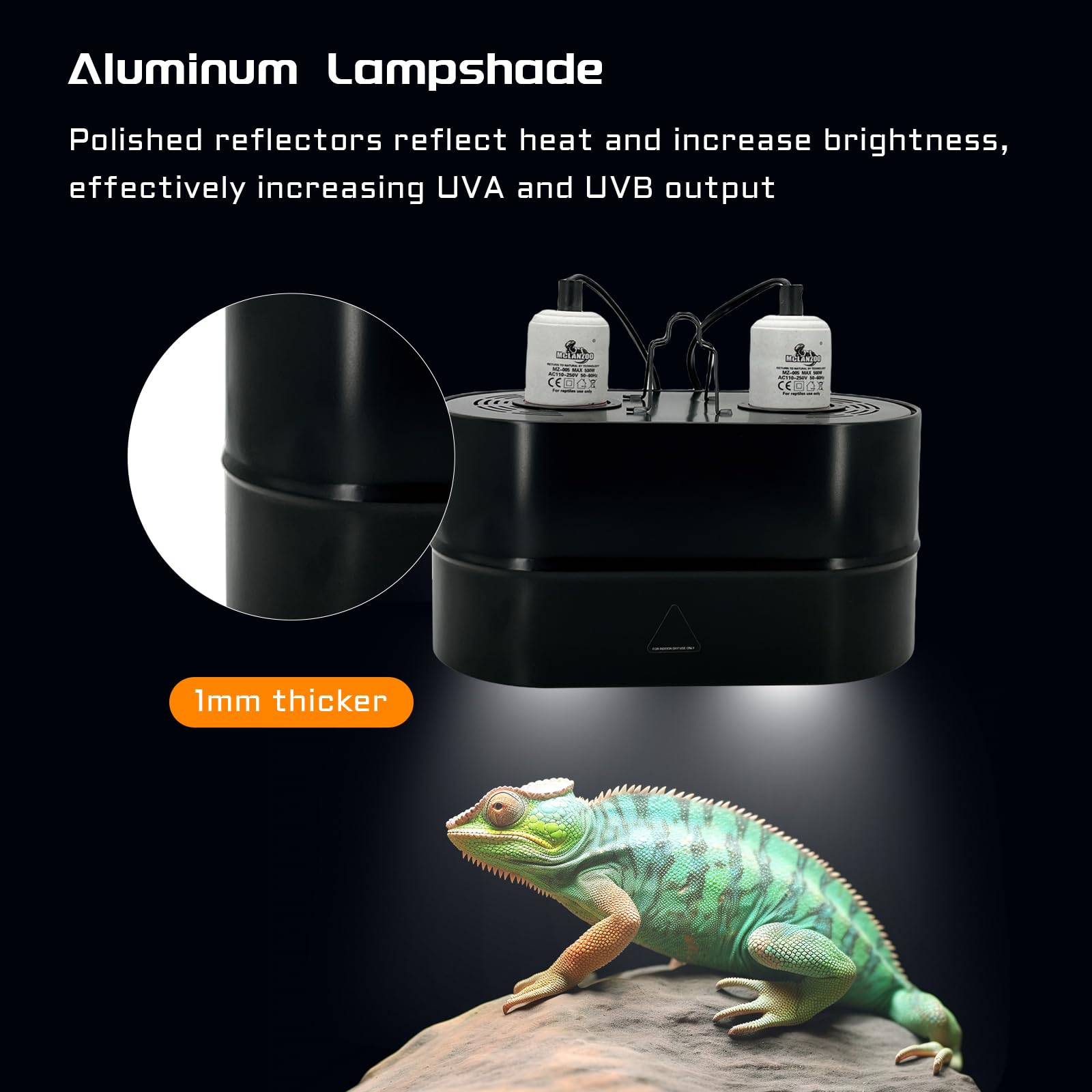 Dual Reptile Light Fixture Deep Dome,Max 150W,UV Lamp Fixture Dual Lamp Cap for Reptiles Terrarium with Two Independent Switches Heat Lighting Lamp Kit. - image 5