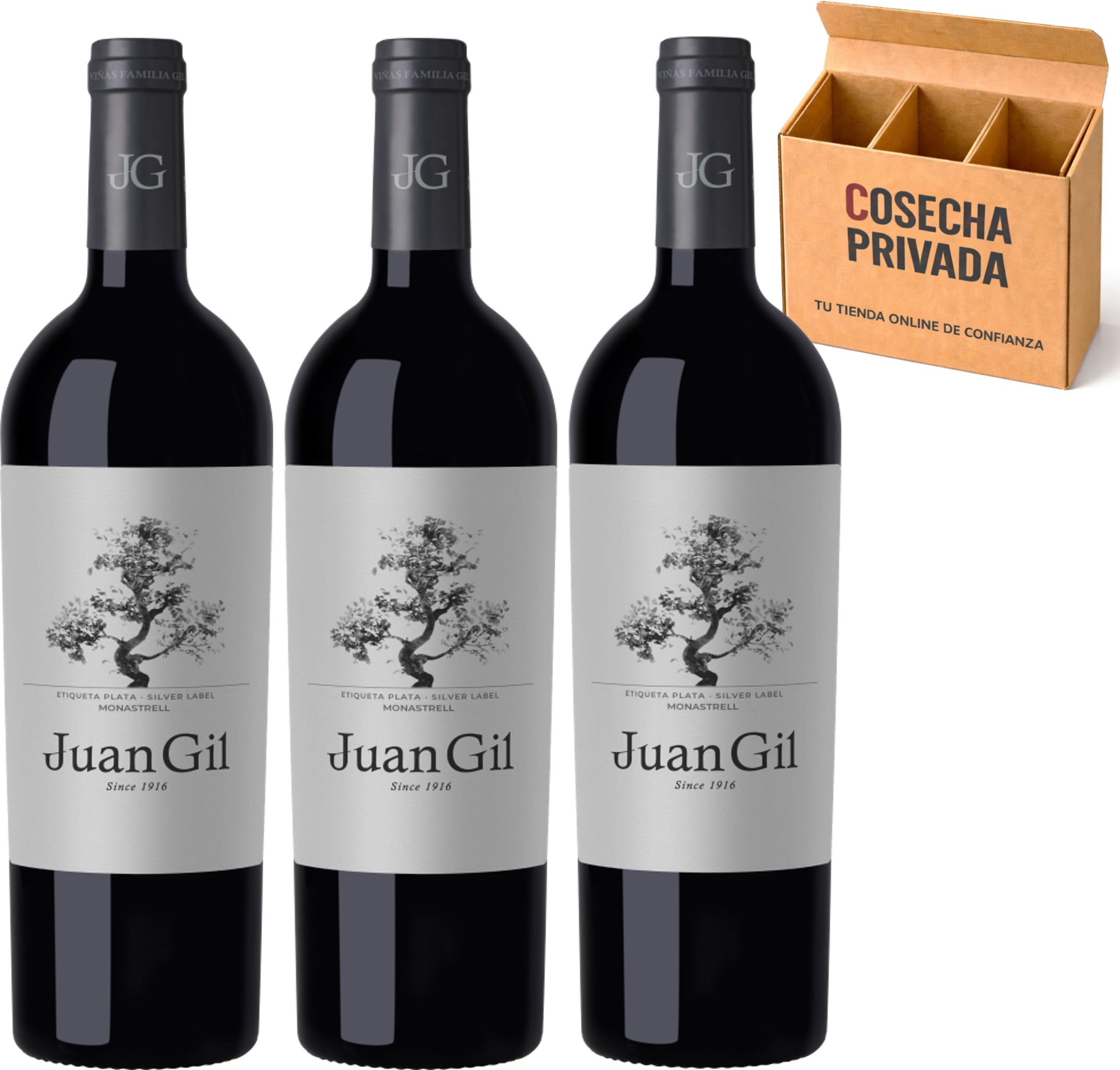 6 x Juan Gil Plata - Envío 24H - Jumilla - Vino Regalo - Cosecha Privada (6 x Botella 75 cl, Etiqueta Plata)