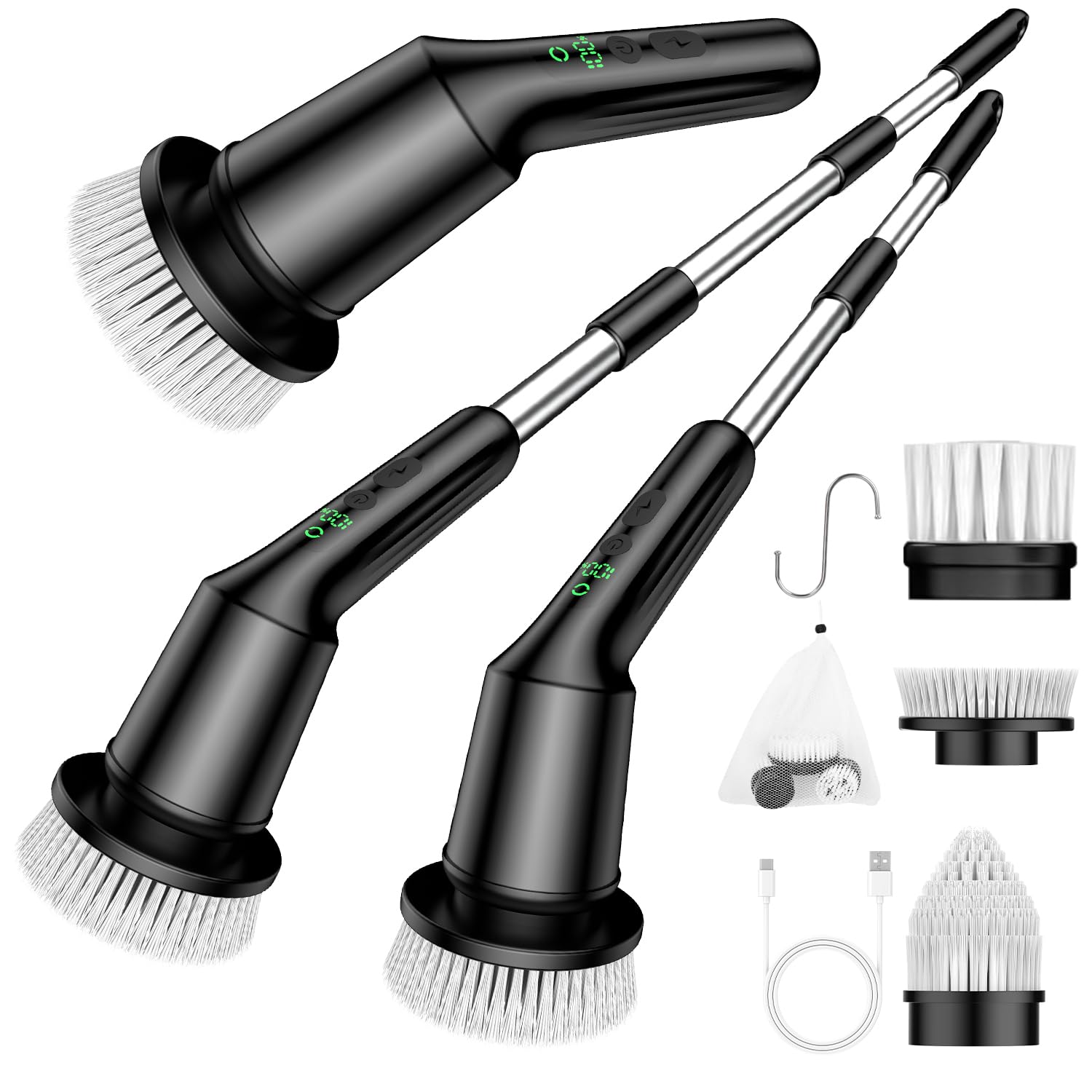 Electric Scrubber Cleaning Bathroom, Power Shower Scrubber with Long Handle
