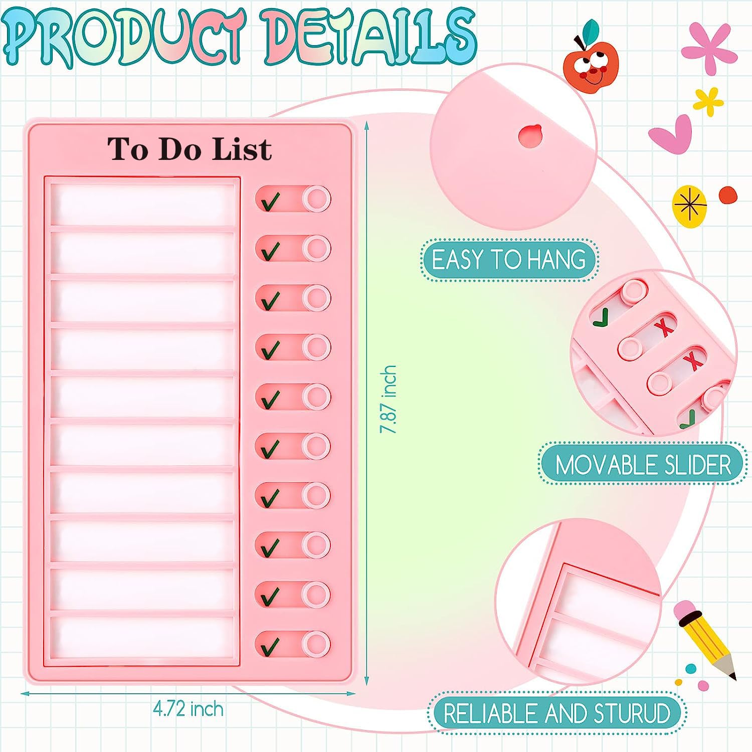 KBIBCK Checklist Boards Set - 4 Whiteboards Mit Markern Für To-Do Listen