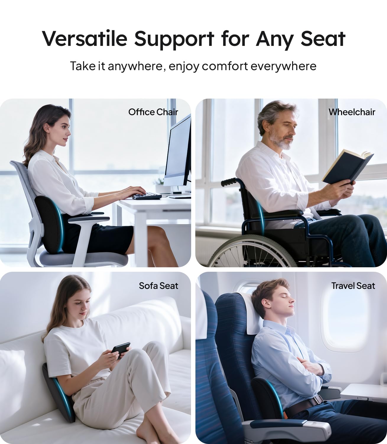 Wigoo 2026 Lumbar Support Pillow for Car Ergonomic Design Pressure Relief Back Cushion for Driving Seat Back Support — view 7