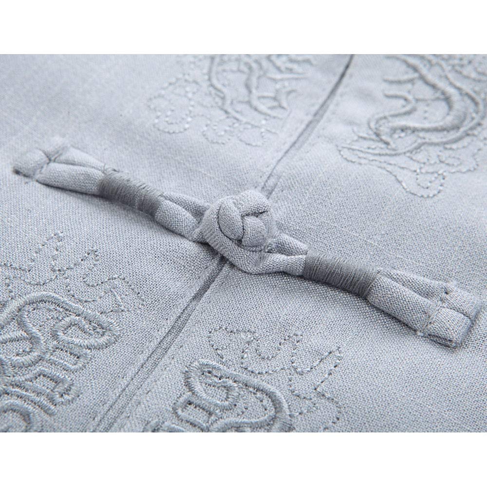 Baumwolle Leinen Tai Chi-Set für Männer, Breathable chinesische Kleidung Tang-Anzug 2 Stück Traditionelle Kampfkunst Kung Fu Sets,Grau,L