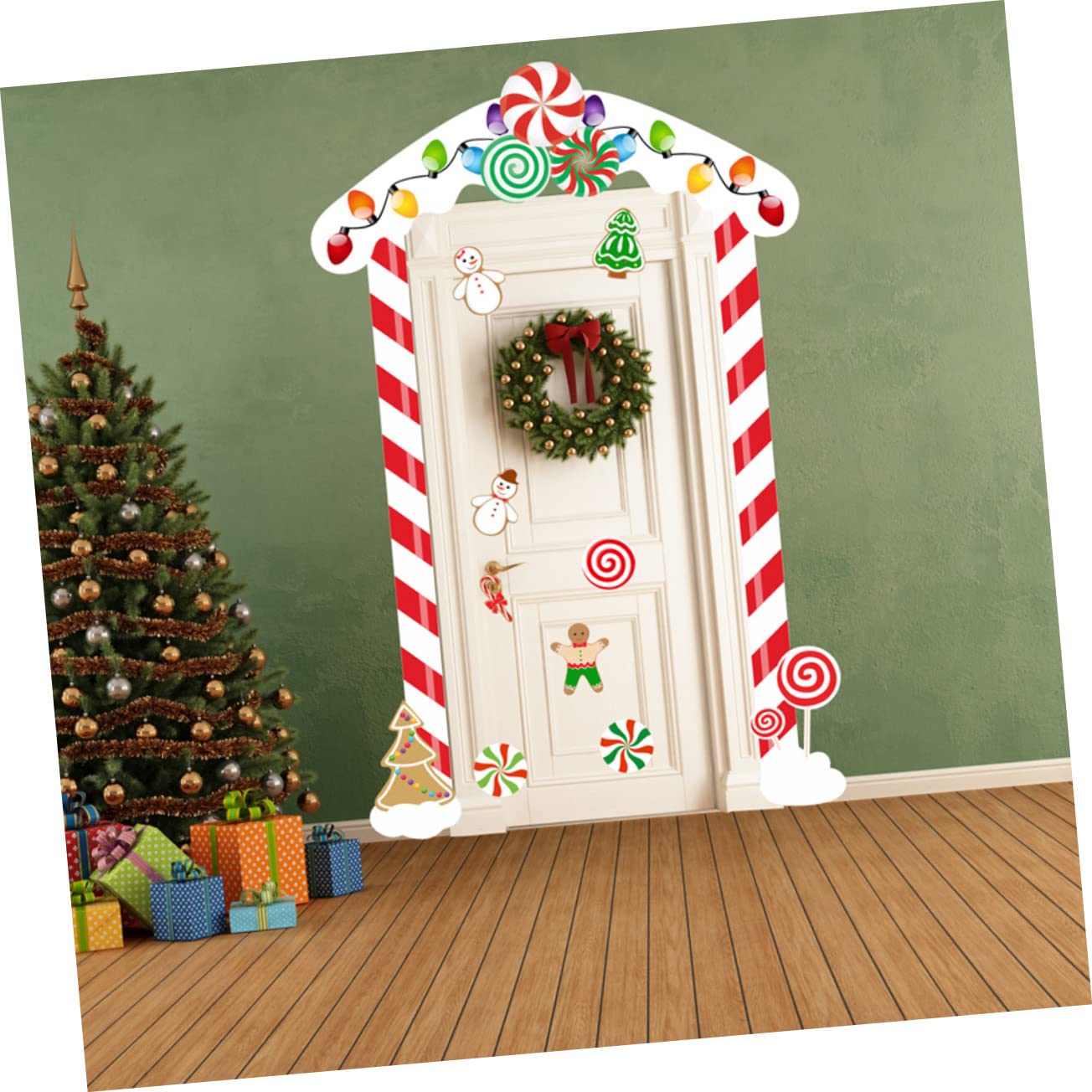 UKCOCO 4sets Adesivi Natalizi Per Porte Decorazioni Per Feste Con Atmosfera Festiva e Stile Unico Perfetti Per Interni Ed Esterni Resistente e Facile Da Applicare Per Case Uffici e Negozi