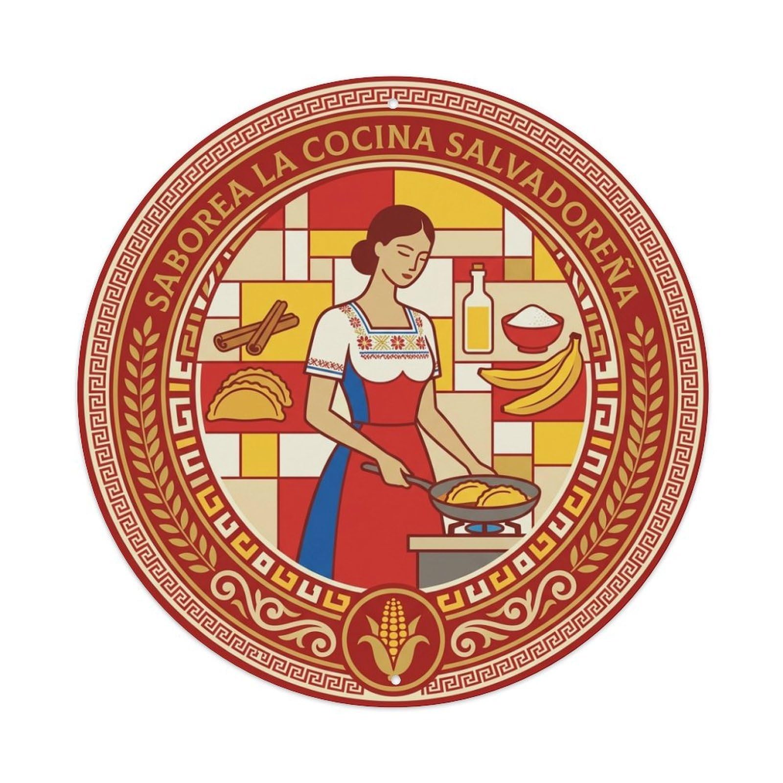 Proud Salvadoran Cuisine Empanadas Woman Making Pastry Metal Tin Sign