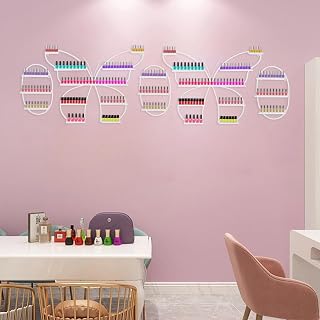 5pcs Nail Polish Wall Rack White Nail Polish Shelf for Wall Butterfly Nail Polish Display Holder Metal Floating Shelves for Nail Polish Bottles Essential Oil Organizer for Nail Salon Shop