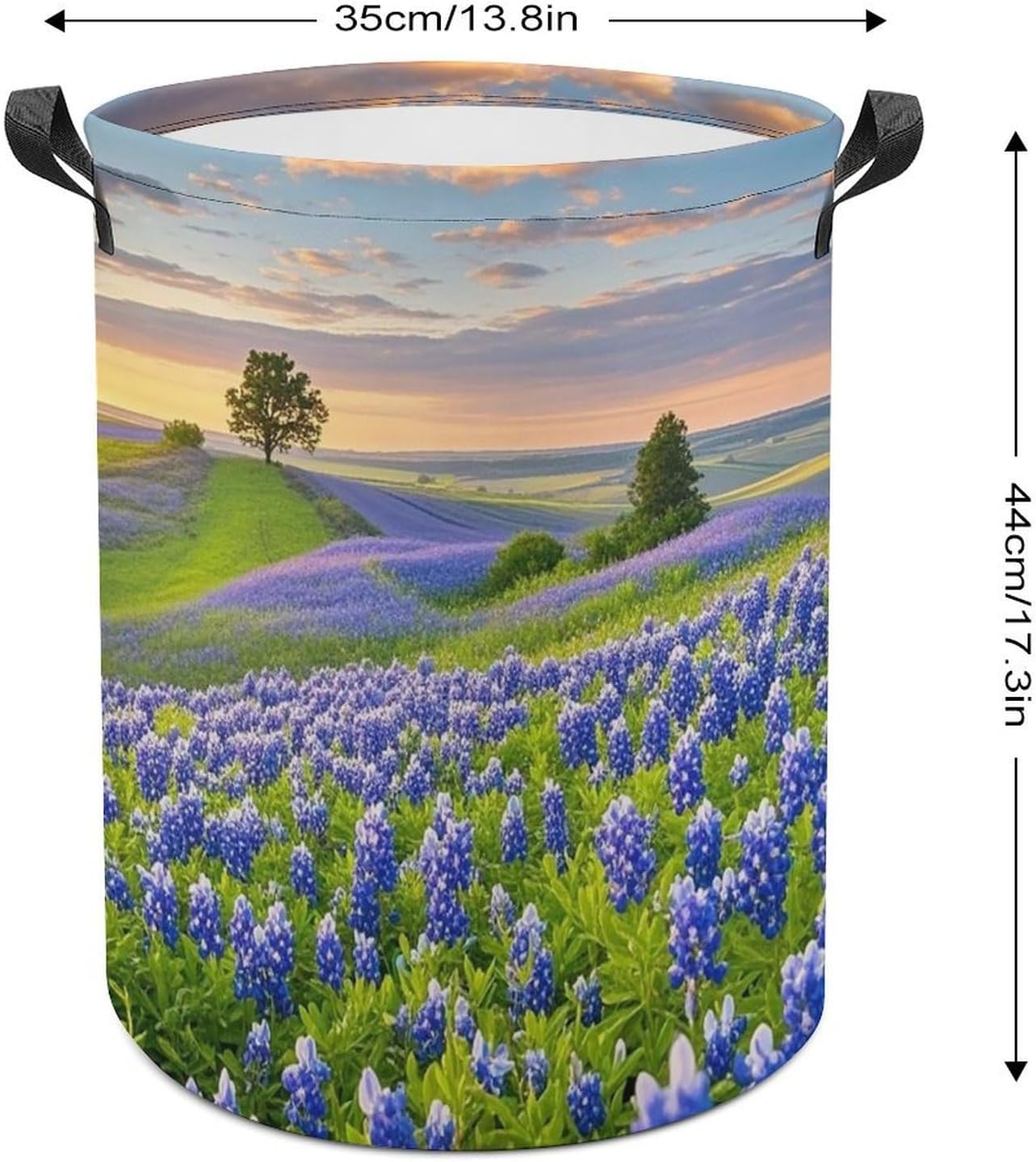 Laundry Hamper Waterproof Storage Bin Organizer with Handles Texas Bluebonnets Scenery Laundry Basket Collapsible Dirty Clothes Hamper Large Clothes Storage Toy Organization for Bathroom Bedroom image 2
