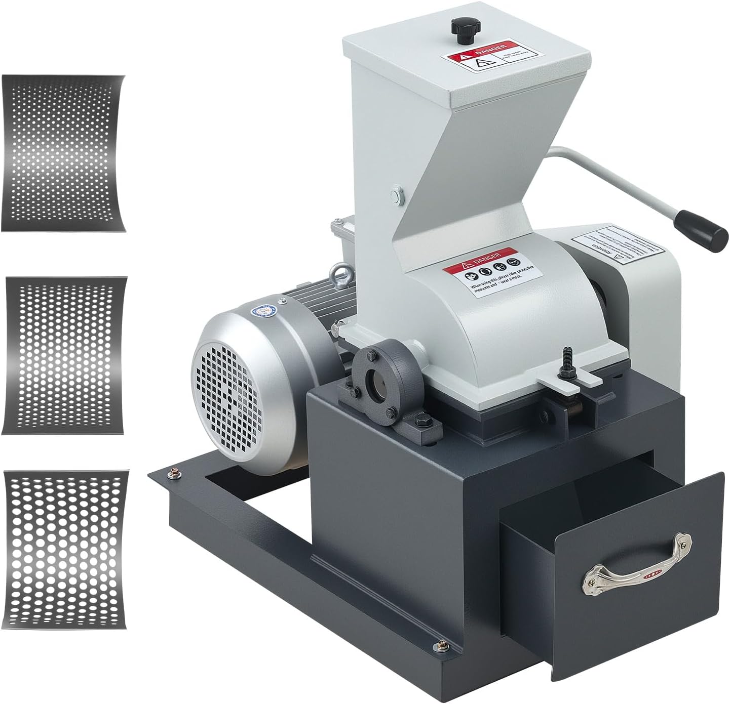 VEVOR Hammer Crusher, 2.5KW 220V Electric Rock Stone Shatter Grinder, Glass Crushing Machine with 100 to 200 kg/h Crushing Capacity, Coal Crusher Milling Machine with 0.12/0.24/0.4 inch Sieve Screens