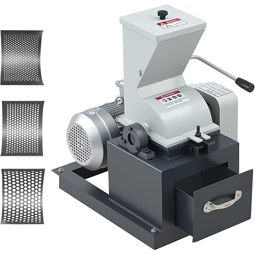 VEVOR Hammer Crusher, 2.5KW 220V Electric Rock Stone Shatter Grinder, Glass Crushing Machine with 100 to 200 kg/h Crushing Capacity, Coal Crusher Milling Machine with 0.12/0.24/0.4 inch Sieve Screens