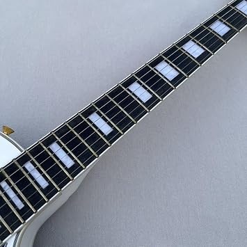 Electric Guitar White Single Cutaway 3 Humbucker Pickups Gold Hardware Mahogany Body