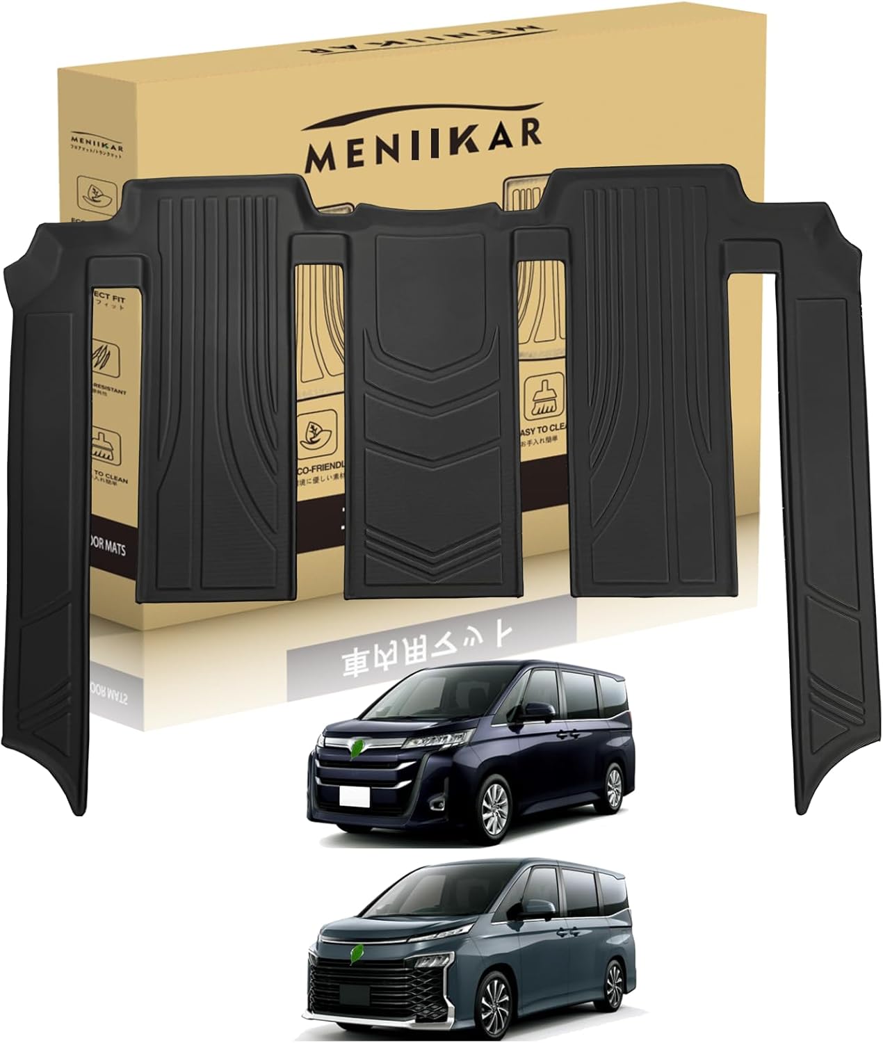 MENIIKAR トヨタ ヴォクシー/ノア 90系 2列目フロアマット, 7人乗りハイブリッド/ガソリン車対応, TPE素材, 防水