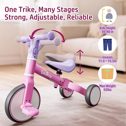 Miniatura 4 de Bicicleta de equilibrio y triciclo 5 en 1, juguete para aprender a montar para niños de 18 meses a 4 años, para uso en exteriores e interiores para